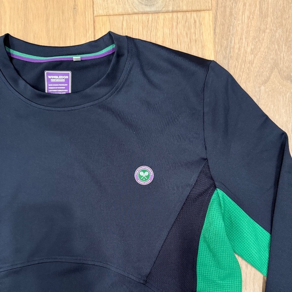 NEW Wimbledon Women's Navy Blue and Green Long Sleeve Top - Picture 4 of 4